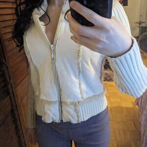 White fuzzy fur jacket